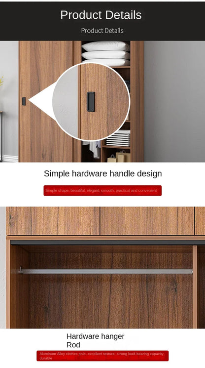 Modern Minimalist Bedroom Furniture Wooden Wardrobe Clothing Closet Cabinet Combination Closet Cupboard Bureau Armoire...