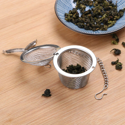 Stainless Steel Mesh Herbal Ball Reusable Tea Spice Strainer Teakettle Locking Tea Filter Seasoning Ball