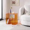 Orange Acrylic Bedside Table Transparent Storage Corner Bedroom Small Apartment Furniture - Kimlud