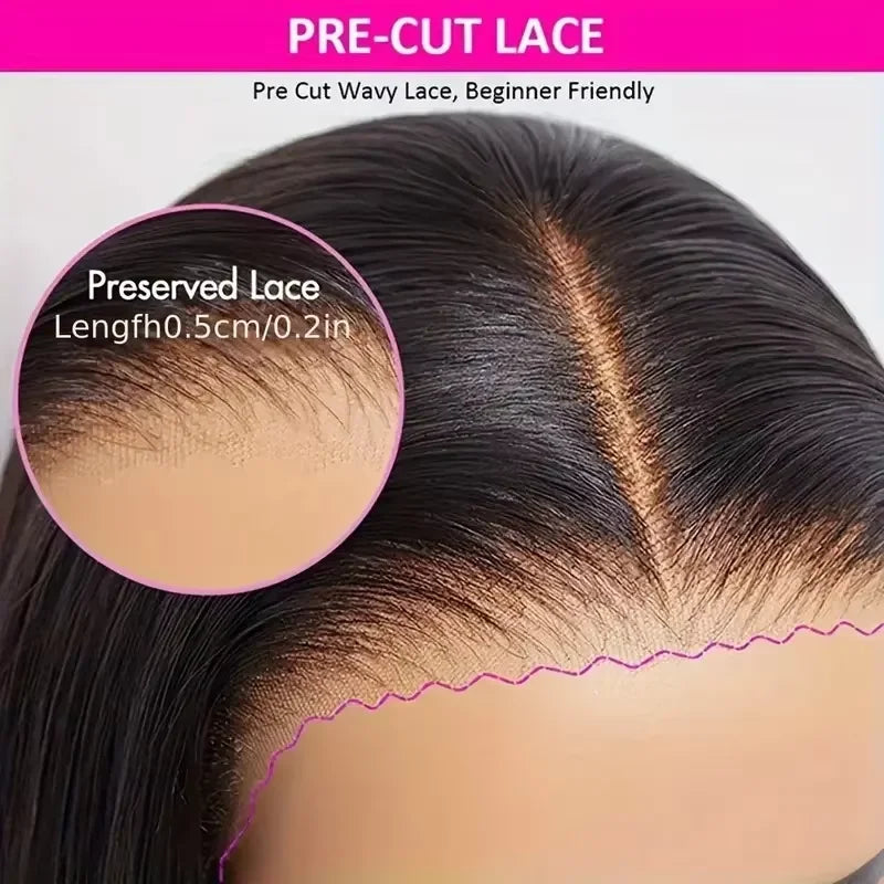 Women's 13x4 Deep Wave Body Glueless Wig Wear and Go Human Hair Pre Plucked Pre Cut Lace Front No Glue Upgraded | Kimlud...
