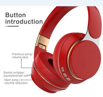 Wireless Headphone Over Ear Foldable Headset with Deep Bass Sound Long Battery Life Headphones with Built in Mic