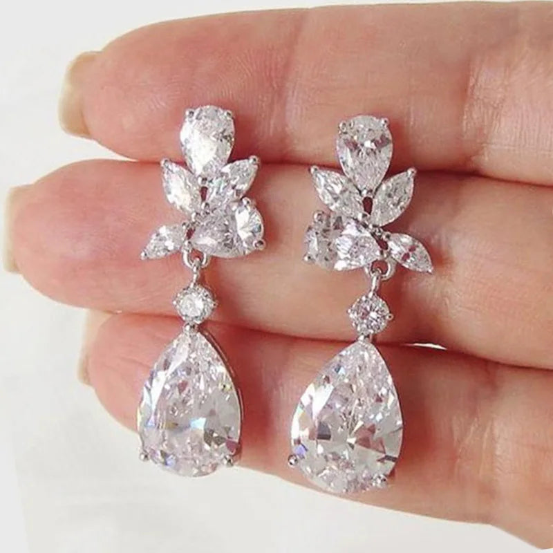 Huitan Crystal Drop Earrings with Bling Bling Cubic Zirconia Temperament Women Earrings High Quality Silver Color Trendy...