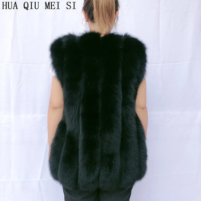 Women's clothing fur coat  red fox coat vertical stripe silver fox red fox fur coat  fox fur coat women's natural fur coat coat