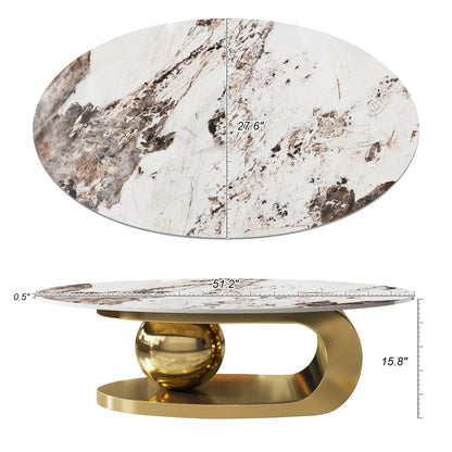 Modern Exquisite Oval Marble Coffee Table with Abstract Gold Metal Base Stylish Home Furniture for Living Room Centr |...