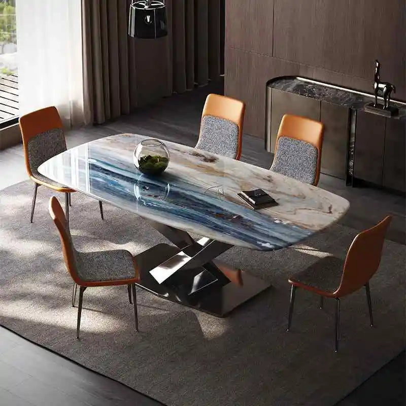 Nordic Modern Luxury Marble Dining Table with Extendable Metal Legs Hot Sale Home Furniture Stone Style Living Room - Kimlud