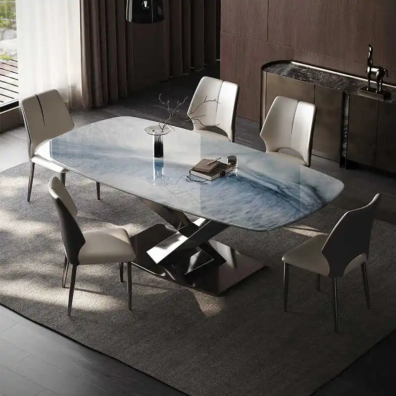Nordic Modern Luxury Marble Dining Table with Extendable Metal Legs Hot Sale Home Furniture Stone Style Living Room - Kimlud