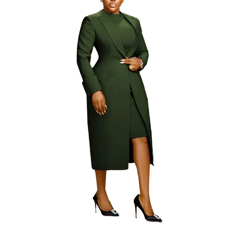 Women's Suit Office Popular Laps Waist Back Split Dress Jacket Casual Women's Two-piece Set | Kimlud Office Premium Coat