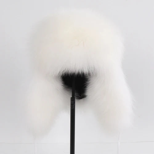 2025 New Women Natural Fox Fur Russian Ushanka Hats Winter Thick Warm Ears Fashion Bomber Hat Lady Genuine Real Fox Fur Cap