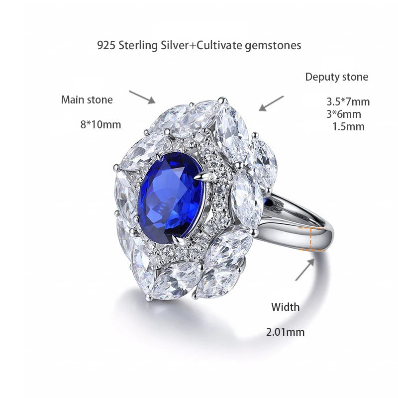 Ruizuan Vintage Engagement Rings Fashion Jewelry with Emerald Gemstone Oval Cut Lab Grown Rhodium Plated Stylish Elegant - Kimlud
