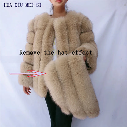 Women's clothing fur coat  red fox coat vertical stripe silver fox red fox fur coat  fox fur coat women's natural fur coat coat