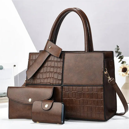 2025 Women's Handbags Designer Bags Capacity with Zip Casual Style Three Piece Pu Leather Handbag
