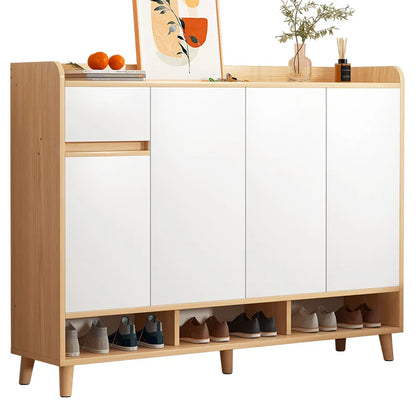 Convertible Wooden Bench Shoe Organizer Storage Shelf Space-Saving Living Room Furniture Door for Hospital Hotel Use...
