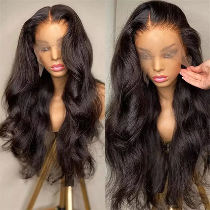 10A Raw Brazilian Body Wave Full Frontal Lace Glueless 13x4 HD Transparent Lace Front Natural Black Deep Texture-Long...