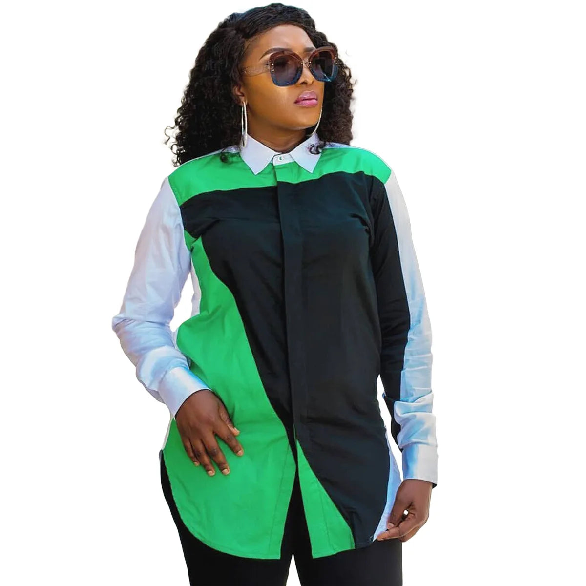 Women Fashion Patchwork Shirts Blouse Long Sleeve Turn-Down Collar Streetwear Fall Female Tops Blouses Shirts Spring Autumn