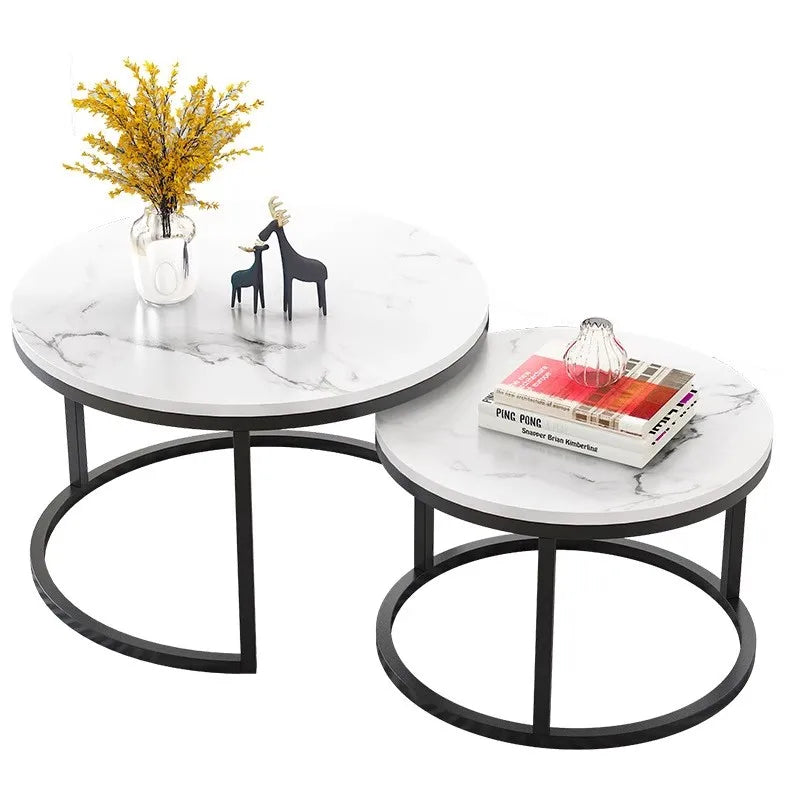 Nordic Contemporary Gold Metal Nesting Coffee Table Set Wabi-Sabi Style for Modern Home Living Room Furniture | Kimlud...