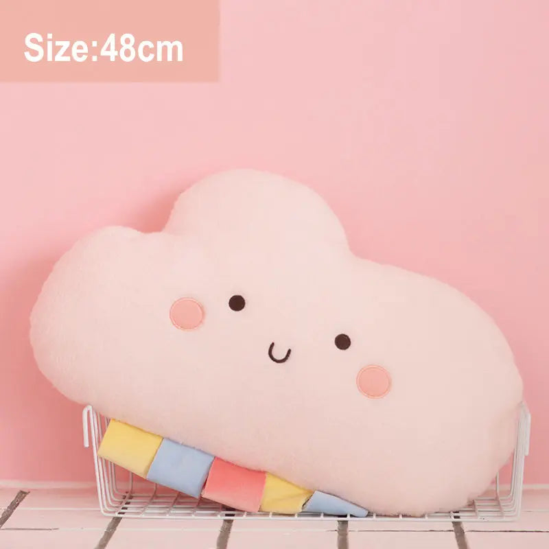 Cute Emotion Face Weather Pillow Stuffed Plush Thunder Dark Clouds Rainbow White Cloud Cushion Baby Bed Room Decor Home Decor - Kimlud