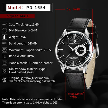 Original PAGANI DESIGN 1645 Fashion Casual Sports Watch Men Military Watch Stainless Steel Waterproof Quartz Watch Reloj Hombre