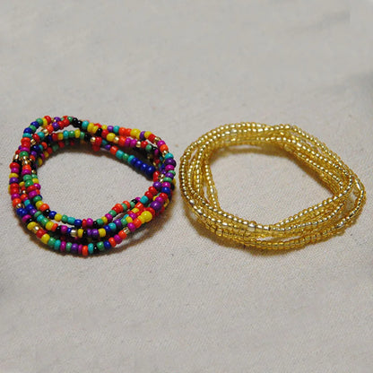 2 Pcs Sexy Summer Waist Bead Chains African Belly Beads Colorful Beach Bikini Body Belly Chain Elastic Jewelry for Women Girls - Kimlud