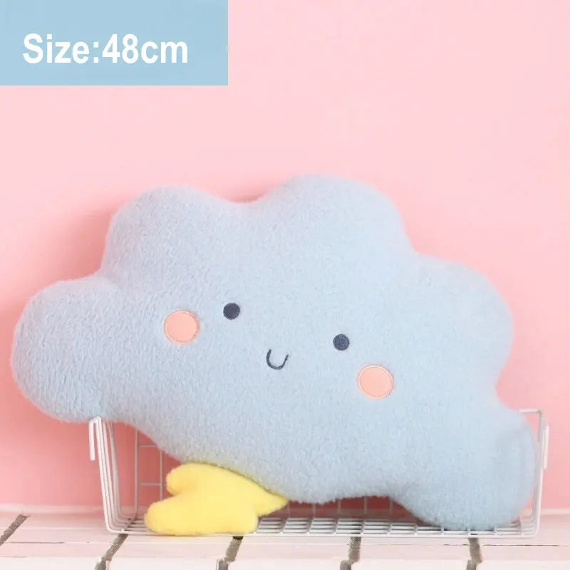 Cute Emotion Face Weather Pillow Stuffed Plush Thunder Dark Clouds Rainbow White Cloud Cushion Baby Bed Room Decor Home Decor - Kimlud