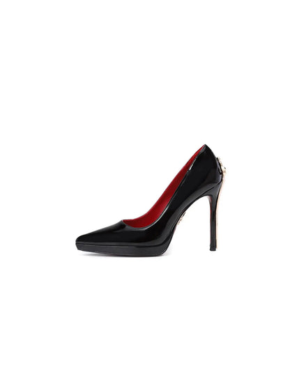 2026 New Waterproof Patent Leather Platform Gold Stiletto 9cm Thin Solid Super High Pointed Toe Red Sole Elegant Black...