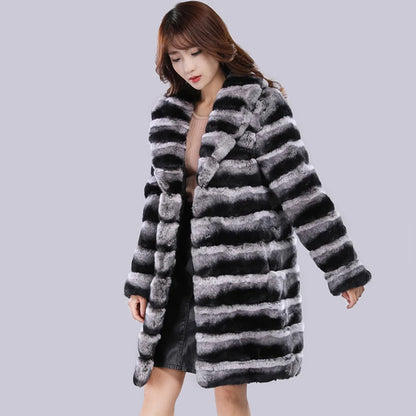 Elegant plush coat keeps warm fur