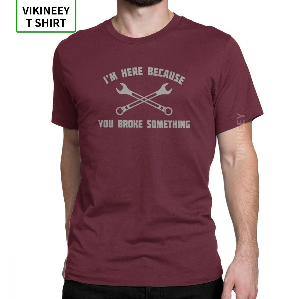 Men Mechanic T Shirts Car Fix Engineer 100% Cotton Clothing Novelty Short Sleeve Round Collar Tees Printed T-Shirt