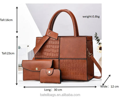 2025 Women's Handbags Designer Bags Capacity with Zip Casual Style Three Piece Pu Leather Handbag