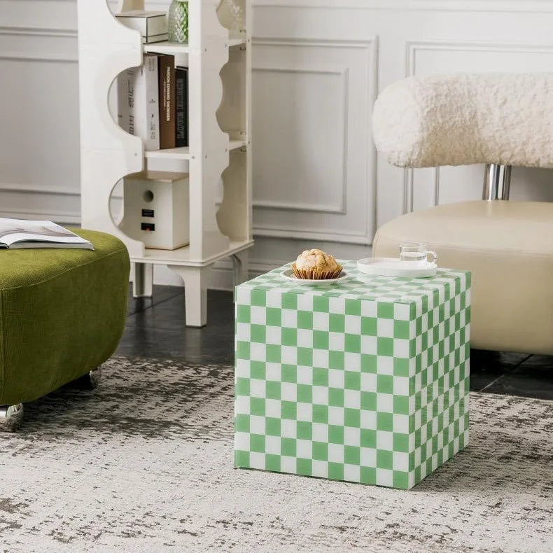 FURNITURE Designers Unique Acrylic Coffee Table Acrylic Side End Table for Living Room Luxury Checkerboard Cube Decorate - Kimlud