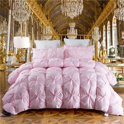 3D luxury 100% Goose Down Duvet Quilted Quilt King Queen Full size Comforter Winter Thick Blanket Solid Color - Kimlud