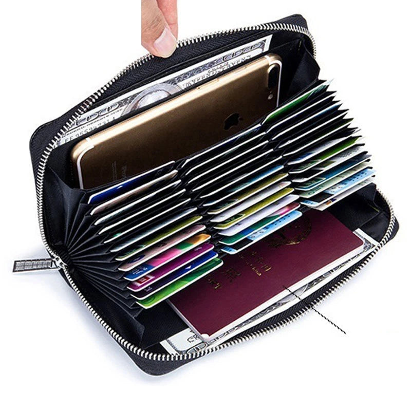 Women RFID Blocking Wallet Genuine Leather Anti Theft 36 Card Holders Women Wallets With Phone Case Clutch Bags Coin...
