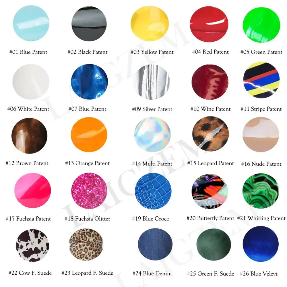 LAIGZEM Women Pumps Pointed Toe Shiny Buckle Straps 14.5CM Thick High Heels Sandals Cosplay Ladies Shoes Woman Big Size 35 41 43