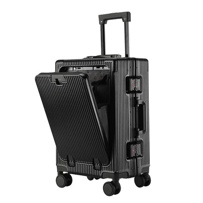 20 24 Inch Front Opening Luggage Men's and Women's Multifunctional Password Lock Trolley Case Travel Wheels Suitcases Cup Holder - Kimlud