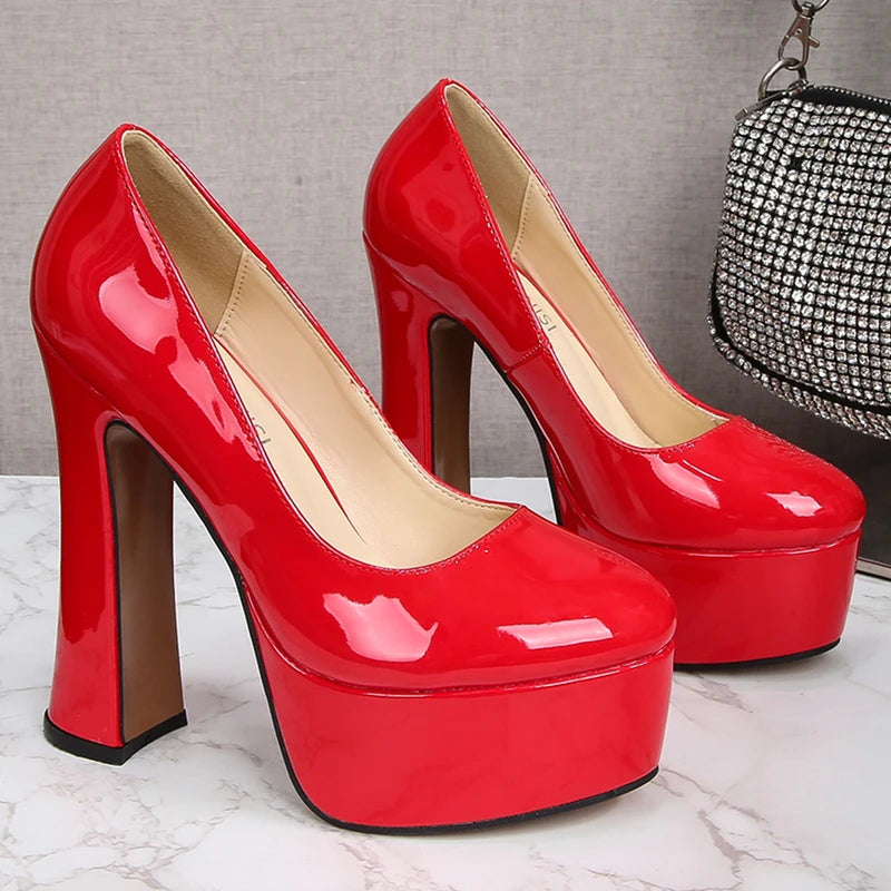 Fashion High Heels Pumps Shoes Woman Platform Red Pink Black White Women's Heeled Party Office Wedding Dance Shoes Large Size 45