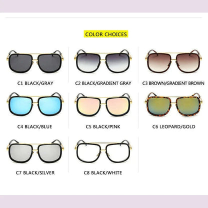 New Fashion Big Frame Sunglasses Men Square  Metal Sun Glasses Women Retro Sun Glasses Vintage High Quality Gafas Oculos De Sol