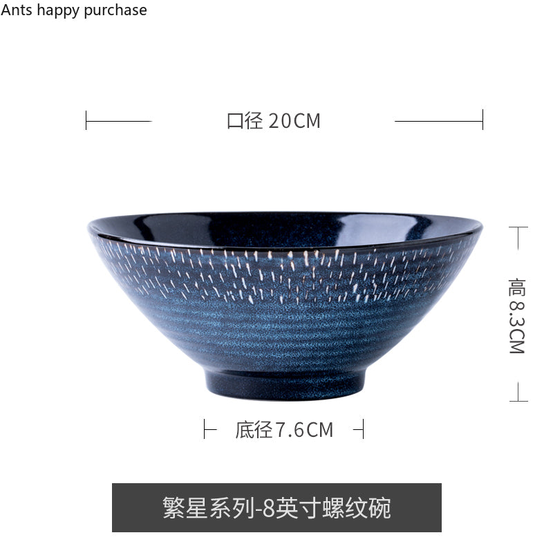 Blue Ceramic Bowl Noodle Bowl Large Soup Bowls Fruit Plate and Salad Bowl Dinner Plate Dessert Bowls Dish Decorative...
