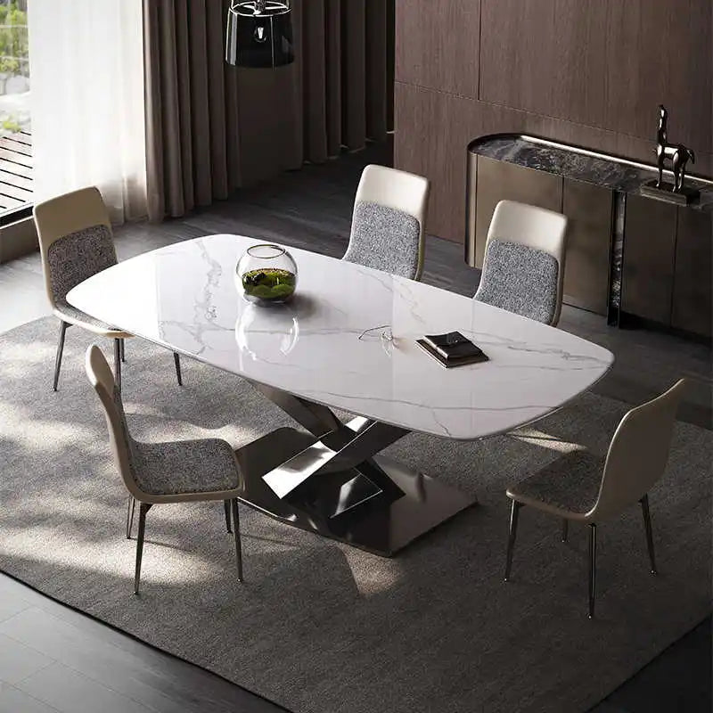 Nordic Modern Luxury Marble Dining Table with Extendable Metal Legs Hot Sale Home Furniture Stone Style Living Room - Kimlud