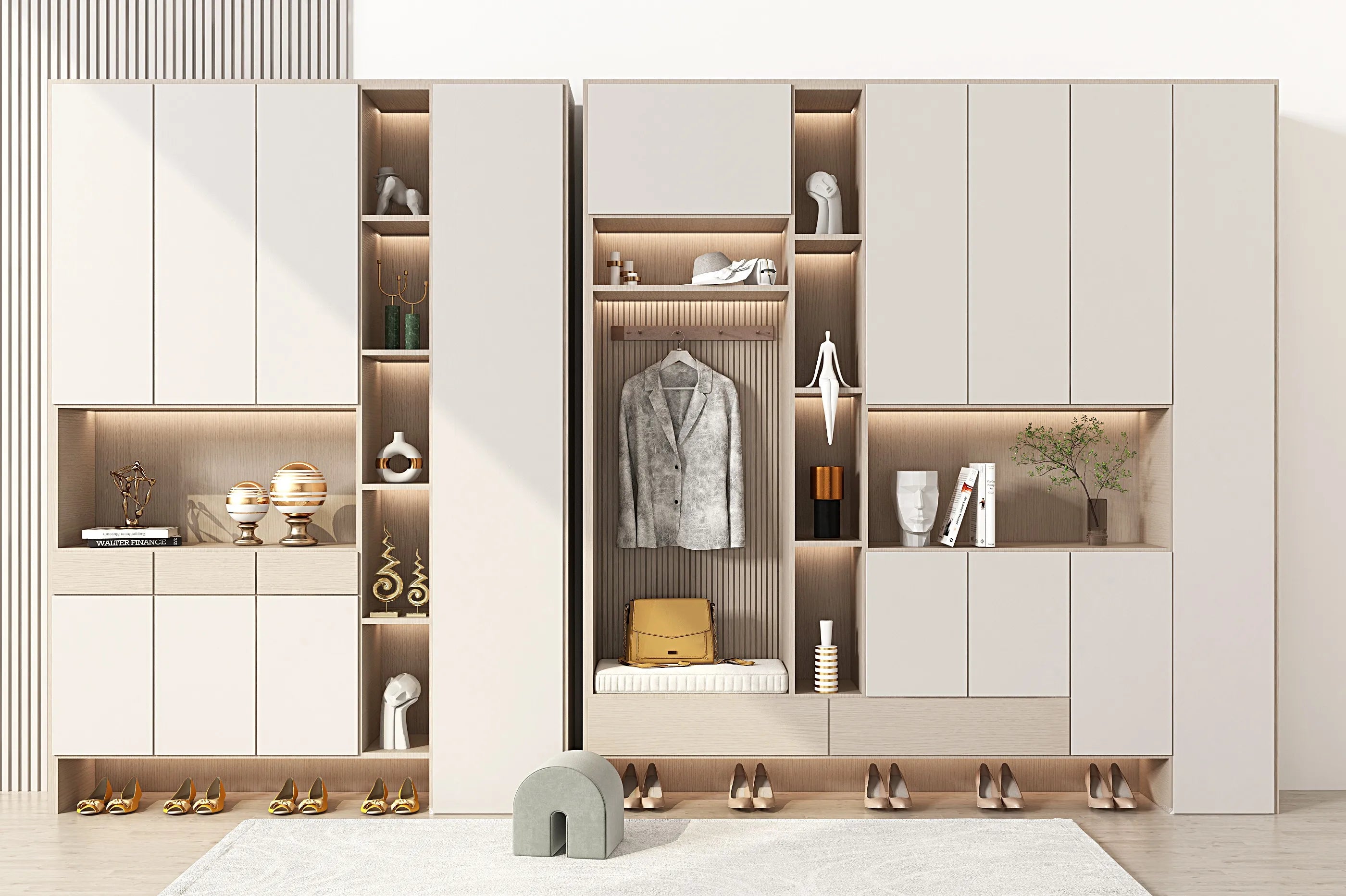 Customized Modern Design Wooden Shoe Cabinet with Bench for Home or Apartment Living Room Furniture for Hotels | Kimlud...