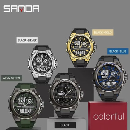 SANDA 6024 2025 Top Brand Men's Digital Watches 5ATM Waterproof Sport Wristwatch Quartz Watch for Men Clock Relogio Masculino - Kimlud
