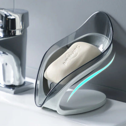 Suction Cup Soap Dish Box For Bathroom Shower Soap Holder with Drain Portable Leaf Shape Toilet Laundry Soap Rack Tray...