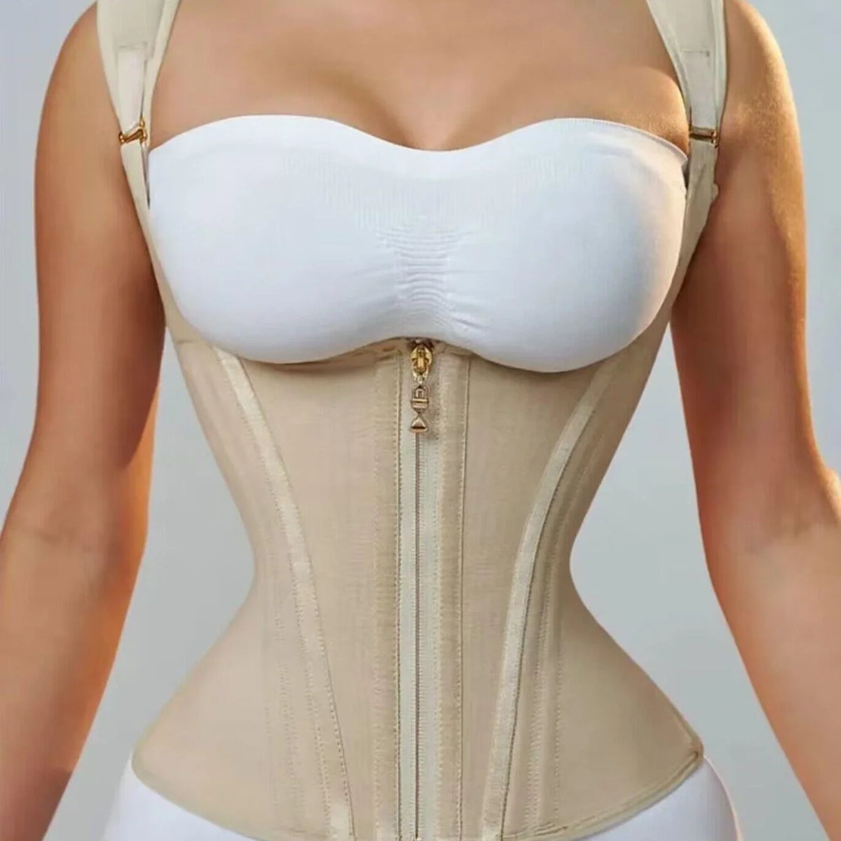 European American Popular Retro Style 15-Bone Vest High-Elastic Mesh Waistband Firm Belly-Control Belt Tops