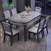 Wayon Luxury Gray Solid Wood Dining Table Set Modern Marble Top Kitchen Furniture - Kimlud