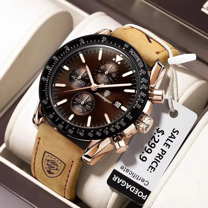 Poedagar 988 P988 Men's Chronograph Quartz Watch Luxury Waterproof Luminous Business Wristwatch for Men Montre Relojes Homme Uhr