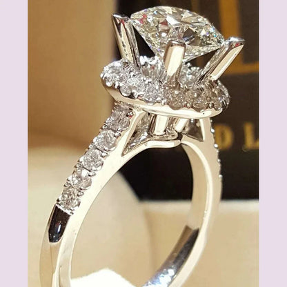 New 925 Sterling Silver Ring Simulation Diamond CZ Ring, Suitable For Female Charm Jewelry Engagement Gifts