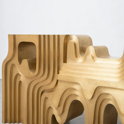 Designer's Home Art Furniture: Golden Control Console Table, Solid Wood Sculpture Decoration, Foyer Entrance Table |...