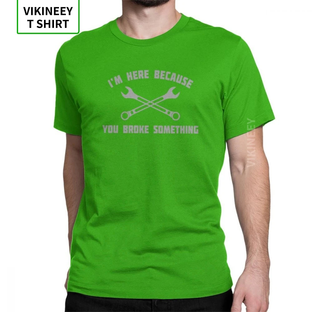 Men Mechanic T Shirts Car Fix Engineer 100% Cotton Clothing Novelty Short Sleeve Round Collar Tees Printed T-Shirt