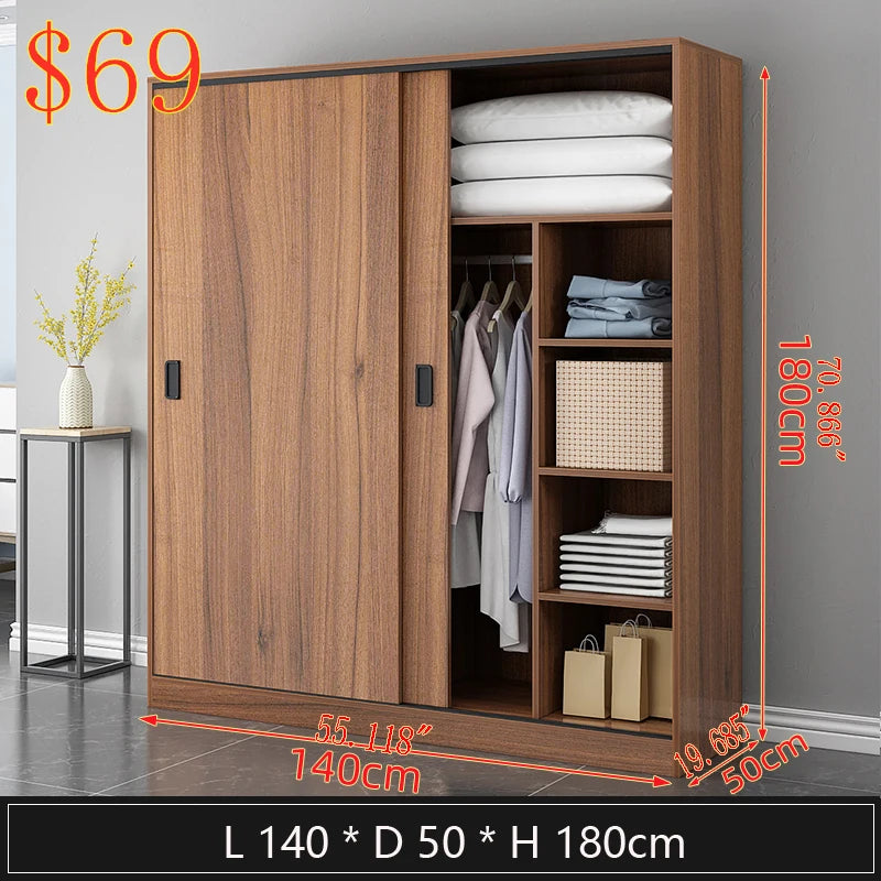 Modern Minimalist Bedroom Furniture Wooden Wardrobe Clothing Closet Cabinet Combination Closet Cupboard Bureau Armoire...