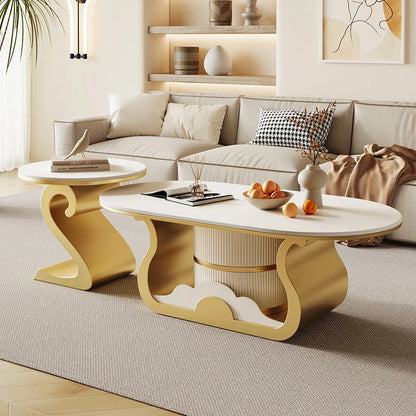 Italian Luxury Modern Simple Design Oval Coffee Table Advanced Lighting Combination for Small Home Hotel Living Room...