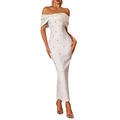 Pure White French Style Strapless Collar Diamond Tube Top Floor-Length Bodycon Wedding Dress 2026 Spring New Women's |...