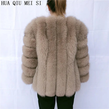 Women's clothing fur coat  red fox coat vertical stripe silver fox red fox fur coat  fox fur coat women's natural fur coat coat