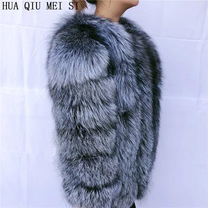 Women's clothing fur coat  red fox coat vertical stripe silver fox red fox fur coat  fox fur coat women's natural fur coat coat